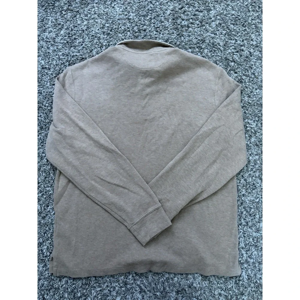 Polo Ralph Lauren Men's Estate Rib Cotton Quarter Zip Large Brown Tan Oatmeal